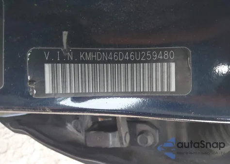 2006 Hyundai Elantra Gls/Limited z USA, uszkodzony, nr VIN KMHDN46D46U259480